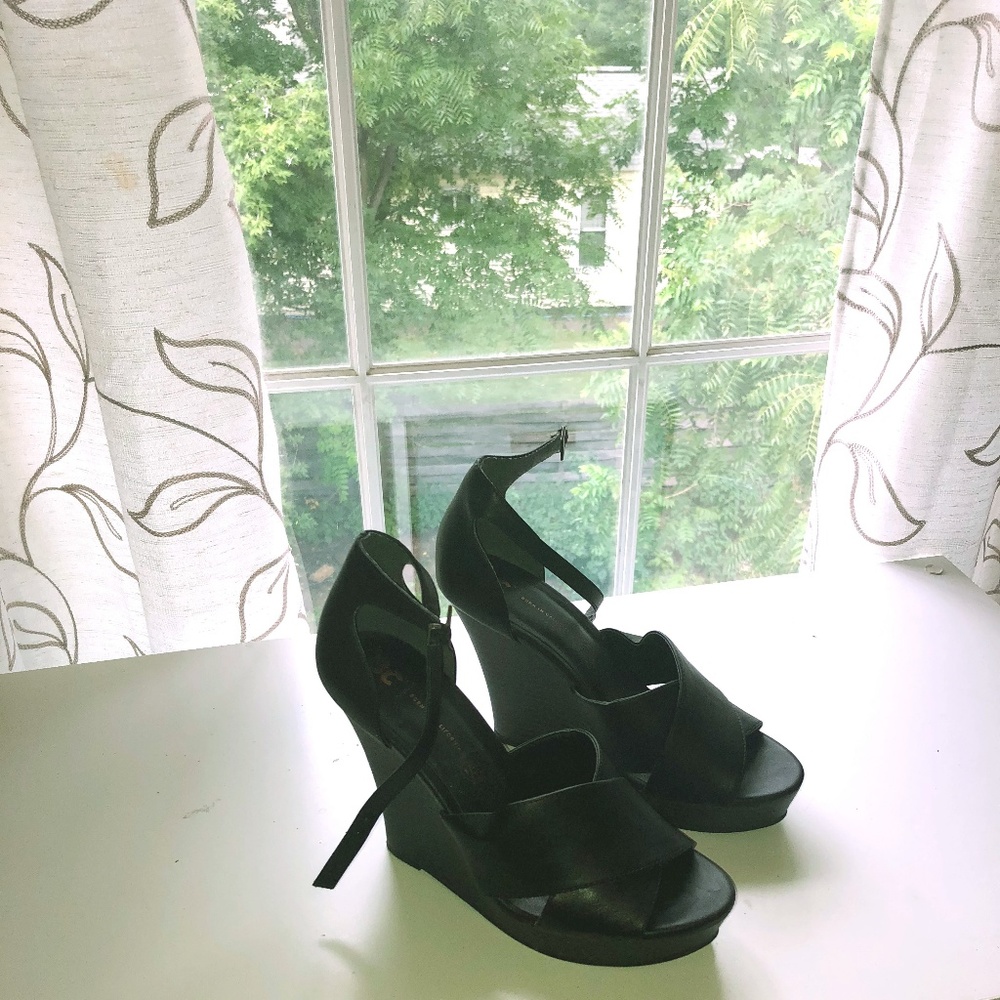 Black Platform Wedges 7.5